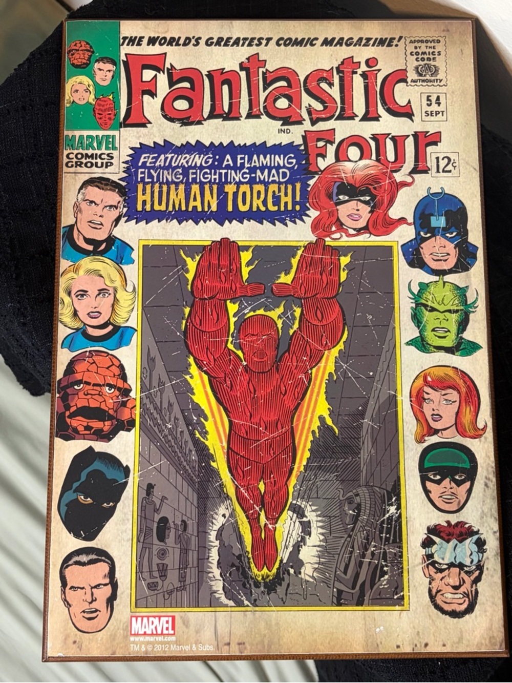 Marvel Fantastic Four Human Torch Vintage Comic Cover Wall Art Plaque